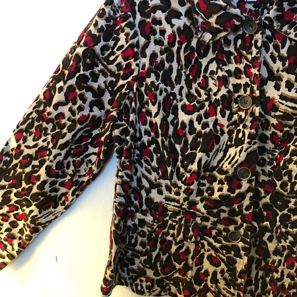 Charter Club Women's Plus Leopard Thin Cord Jacket